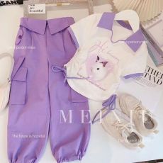 批发女童工装裤<b class='q'>套装</b>夏季2026新款韩版儿童短袖两件套女孩洋气休闲薄款