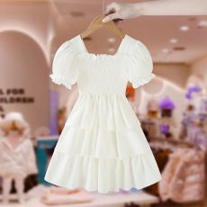 批发<b class='q'>女童</b>连<b class='q'>衣裙</b>夏装2026新款时髦洋气儿童蛋糕裙女孩蝴蝶结露背公主裙