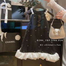批发女童钉珠吊带连衣裙2026夏季新款<b class='q'>儿童</b>小女孩重工荷叶边小香风裙子