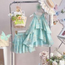 批发<b class='q'>女</b><b class='q'>童</b><b class='q'>夏装</b>2026新款洋气儿童裙子女碎花吊带上衣短裙套装潮款两件套