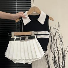 批发<b class='q'>女</b><b class='q'>童</b>炸街套装2026<b class='q'>夏装</b>新款针织POLO衫短裤裙儿童JK制服时尚两件套