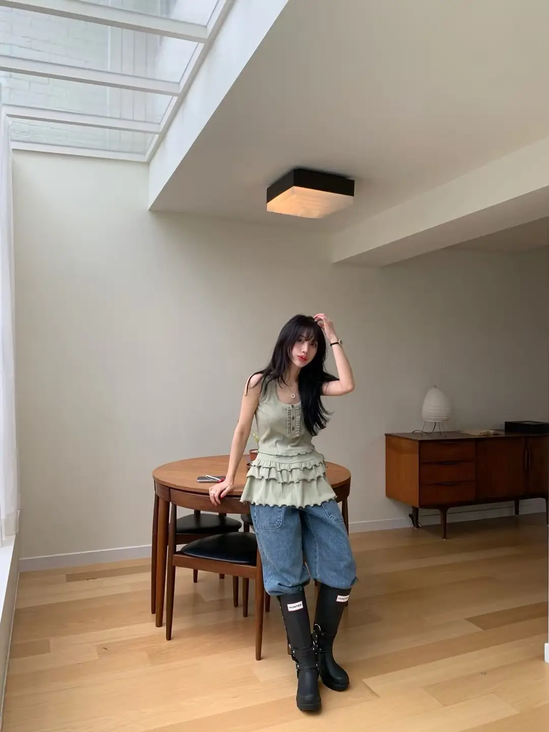 인스 허리 레이스 블라우스 원피스 상세 이미지 4