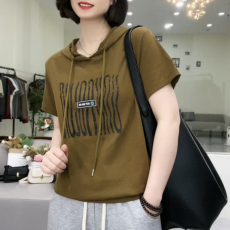 批发官图 <b class='q'>女士</b>纯棉短袖t恤2025夏装新款短款上衣今年流行爆款连帽<b class='q'>卫衣</b>