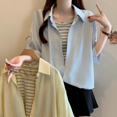 批发实拍26年夏季<b class='q'>大码</b>法式<b class='q'>长袖</b>开衫配吊带两件套装外搭薄款防晒衣