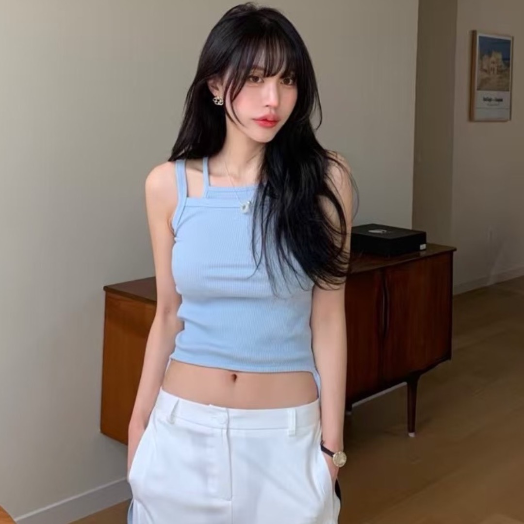 재고 있음 ins 한국 동대문 페이크 레이어드 캐미솔 측면 펌프 로프 인사이드 가져 가라. 나가라. 세련된 맨위