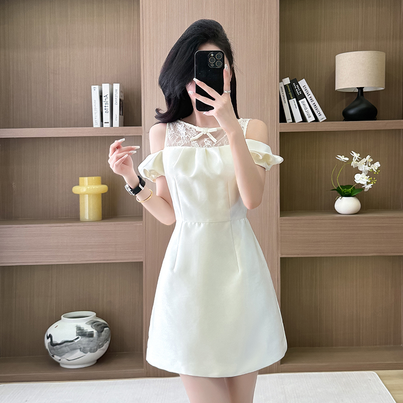 MY6162# miu系富家千金风露肩连衣裙女小礼裙女裝貨源服裝批發