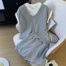批发夏季<b class='q'>新款</b>休闲运动服套装女夏<b class='q'>新款</b>宽松假两件T恤<b class='q'>短裤</b>两件套