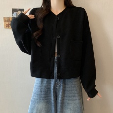 批发实拍 胖MM韩版休闲宽松休闲贴袋开衫卫衣女春季新款女上衣