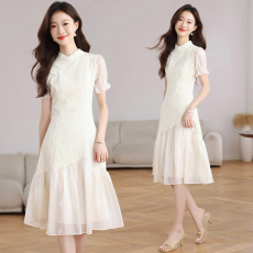 批发实拍夏季女装新中式旗袍改良复古小香风<b class='q'>连衣裙</b>拼接设计感气质显瘦