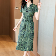 批发真丝桑蚕丝<b class='q'>连衣裙</b>女2025夏季新款香云纱杭州高端大品牌妈妈旗袍裙