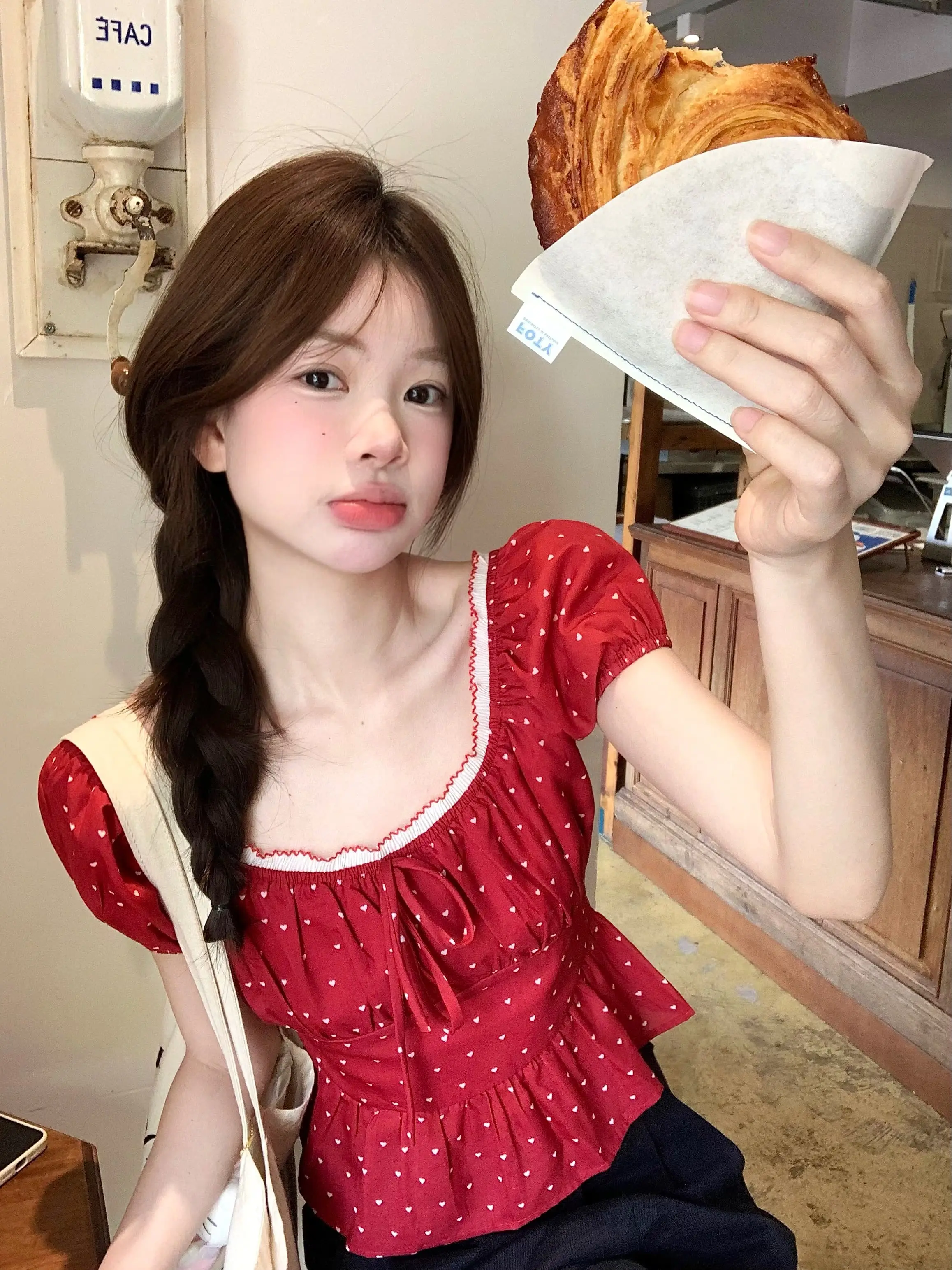파스텔 패턴 블라우스 상세 이미지 1