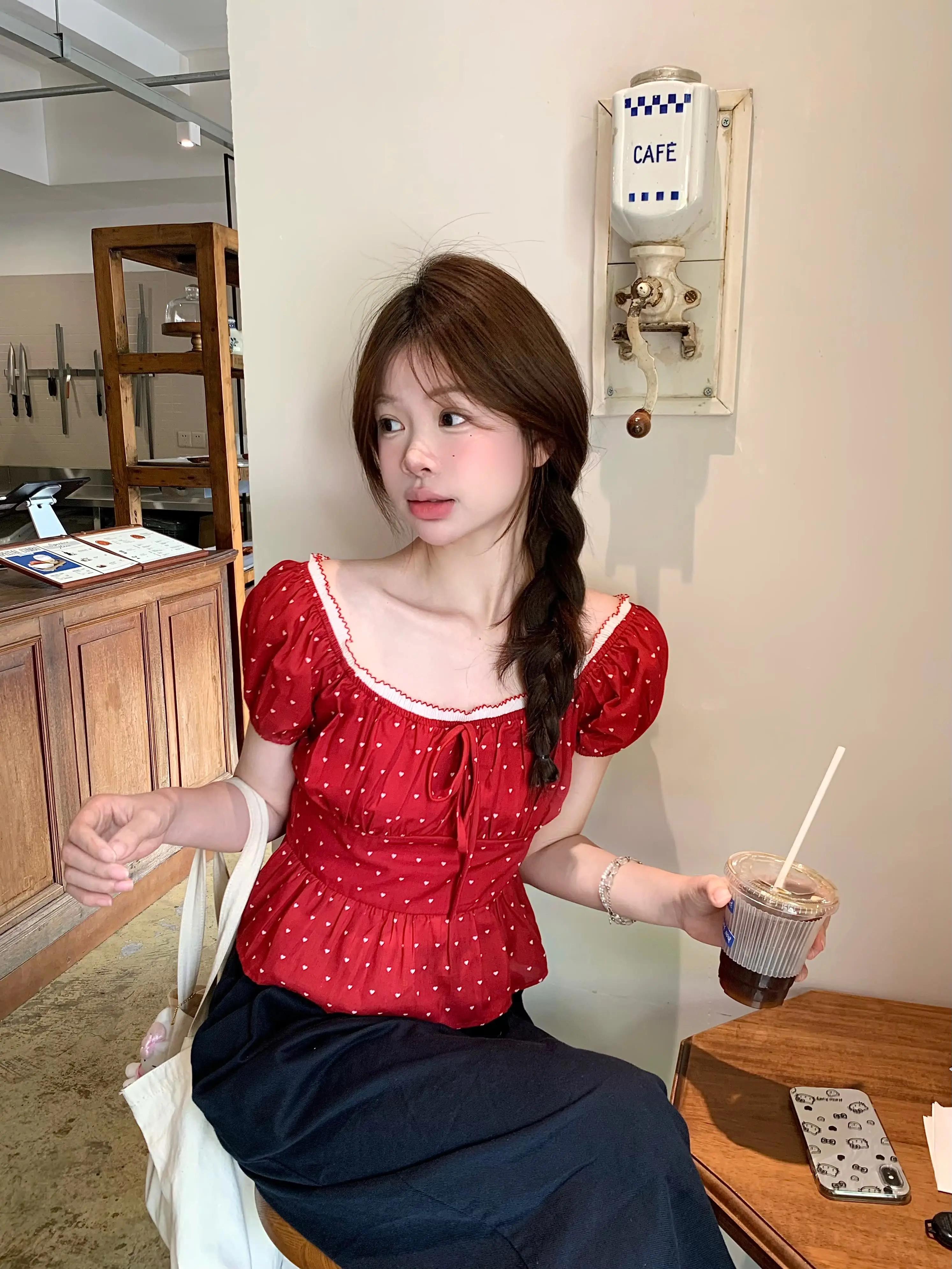 파스텔 패턴 블라우스 상세 이미지 2