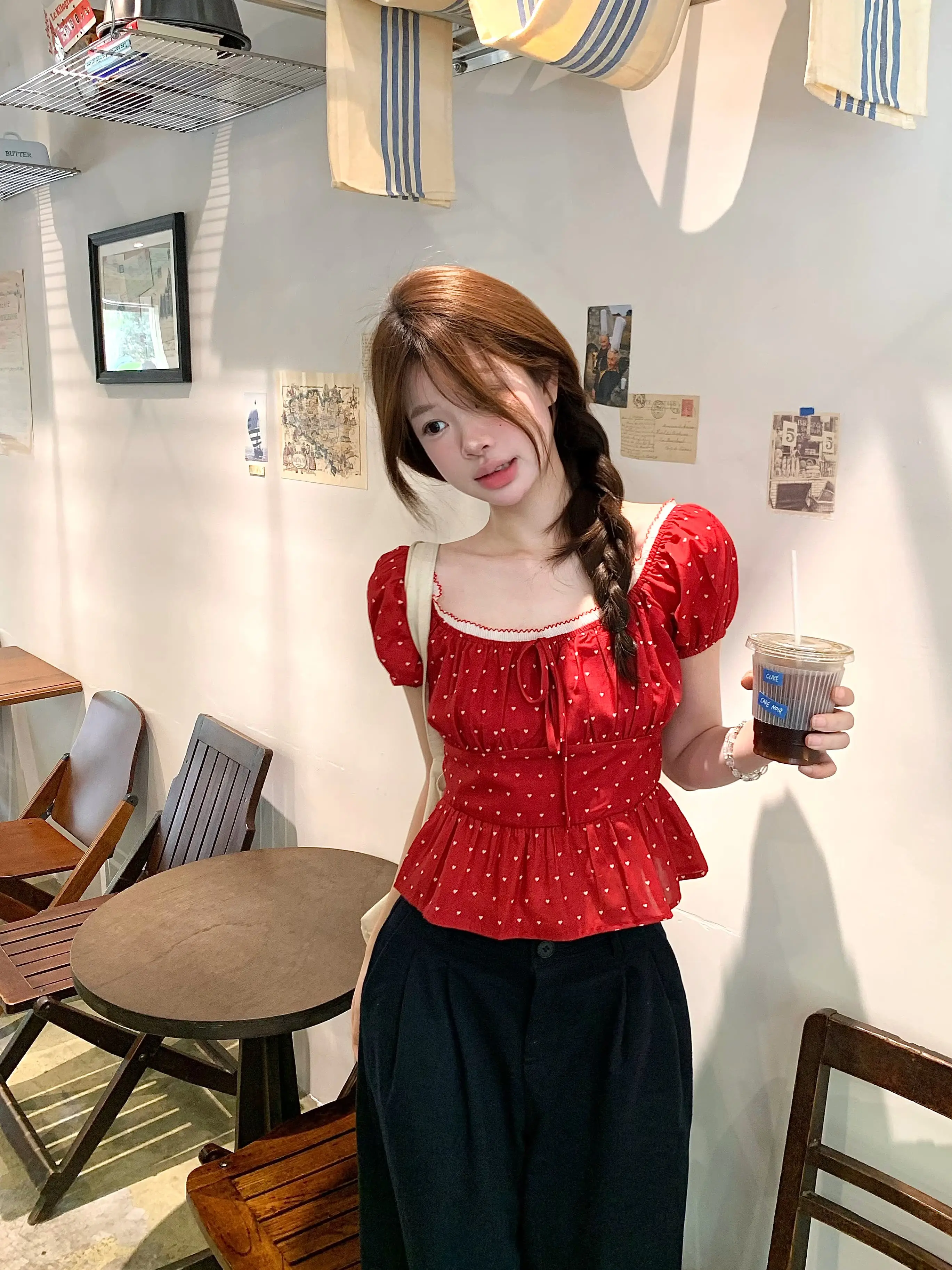 파스텔 패턴 블라우스 상세 이미지 4
