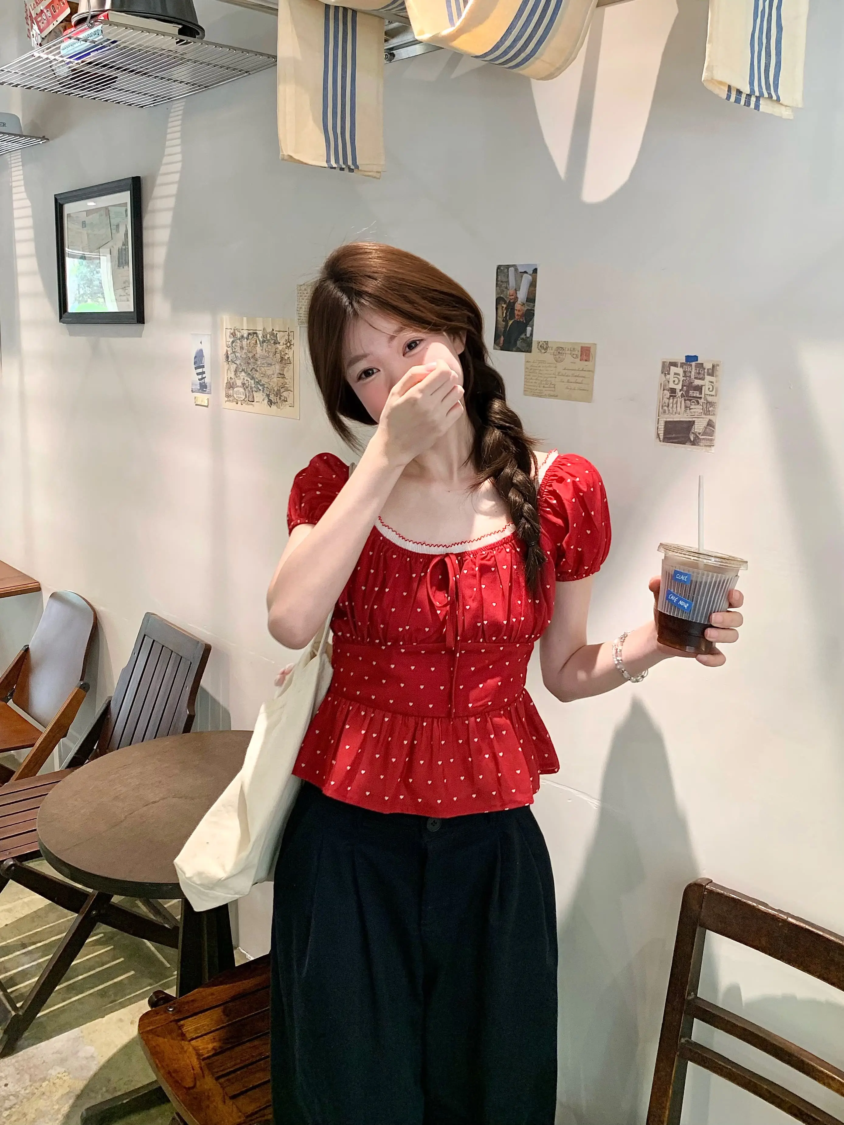 파스텔 패턴 블라우스 상세 이미지 7