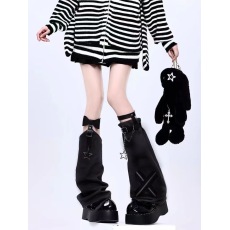 批发y2k十字架链条皮扣<b class='q'>腿</b>套女辣妹粉色个性暗黑朋克堆堆袜套jk亚文化
