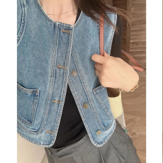批发官图  高含棉设计感简约牛仔马夹女2026春夏季新款洋气坎肩上衣潮
