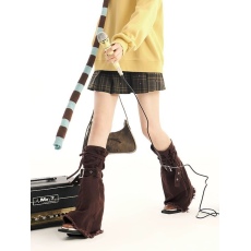 批发棕色牛仔<b class='q'>腿</b>套y2k女款秋冬亚文化显瘦亚比辣妹拖地袜套