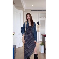 批发实价有货美式牛仔外套<b class='q'>不规则</b>吊带<b class='q'>连衣裙</b>女秋季辣妹风时尚两件套装