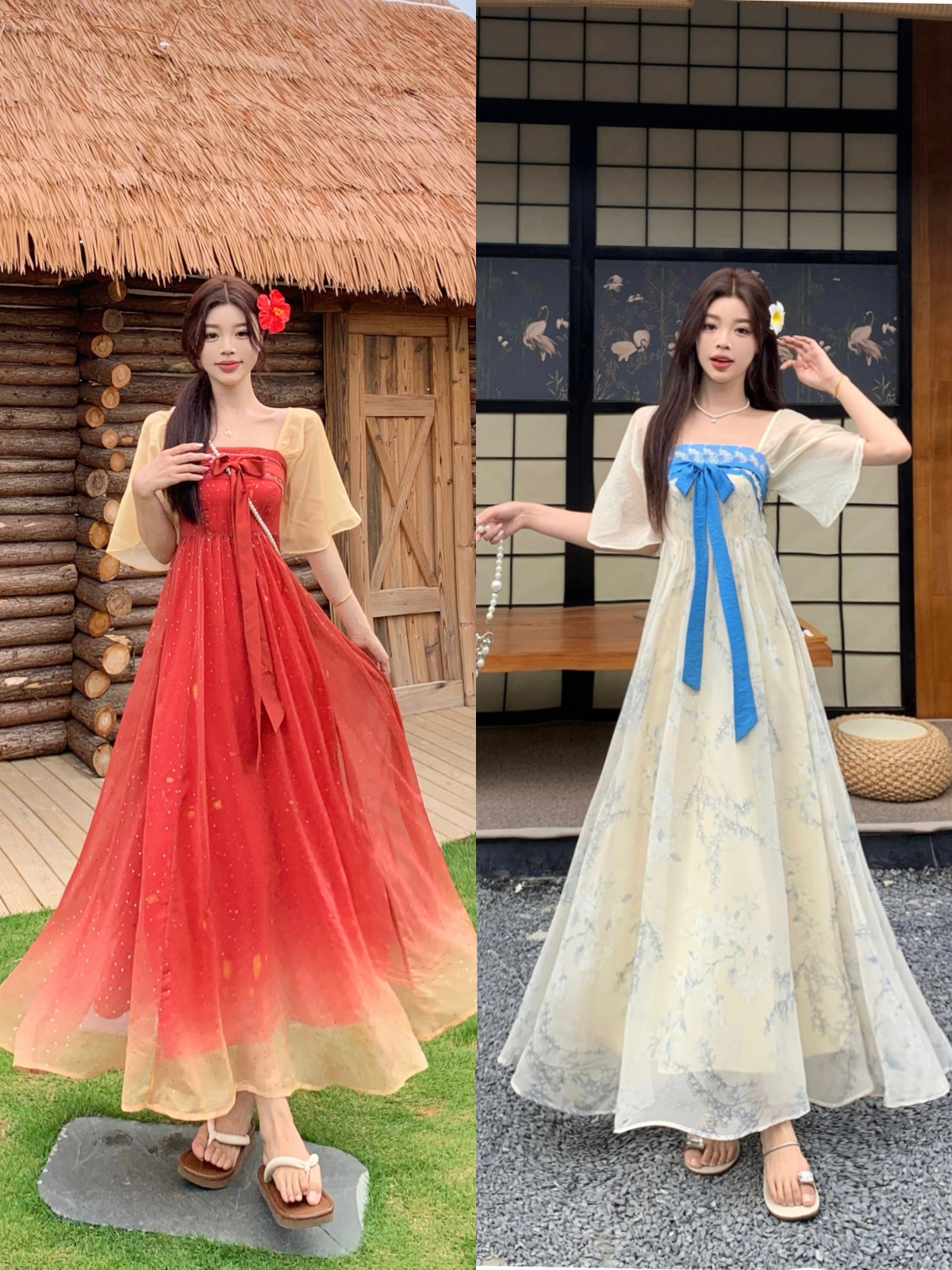RY6572# 实拍~ 一梦敦煌 新中式刺绣改良版汉服裙女夏季新款微胖国风裙