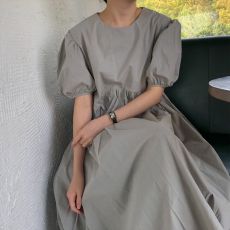 批发已出货<b class='q'>韩国</b>chic夏季大码东大门新款小众简约纯色宽松长款<b class='q'>连衣裙</b>女