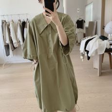 批发已出货 <b class='q'>韩国</b>chic夏季大码新款小众简约纯色宽松中长款<b class='q'>连衣裙</b>女