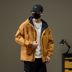 批发春秋季新款男士简约外套休闲百搭短款潮流夹克韩版修身连帽衣