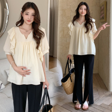 实拍2026新款孕妇装气质短袖夏装甜美减龄娃娃衫上衣