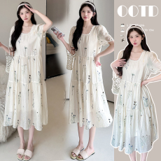 批发实拍孕妇装2026<b class='q'>夏</b>季新款法式温柔风刺绣碎花中长款孕妇连衣裙