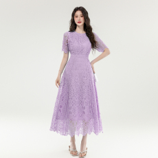 批发十三行品质 优雅气质小香风蕾丝<b class='q'>连衣裙</b>高级感法式<b class='q'>长裙女</b>