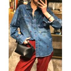 批发一线<b class='q'>品牌</b><b class='q'>折扣</b>捡漏2025欧货港风复古chic轻奢重工高级感牛仔衬衫女