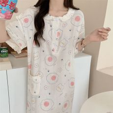 批发实拍<b class='q'>纯棉</b>纱布 网红风甜美<b class='q'>睡裙</b>女夏季宽松孕妇睡衣可爱家居服