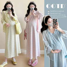 批发实拍2026孕妇春<b class='q'>夏季</b>扎染彩色背心裙＋防晒衬衫套装显瘦宽松冰凉