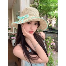 批发法式镂空编织蝴蝶结草帽<b class='q'>夏</b>日出游防晒帽沙滩帽女款大头围遮阳帽
