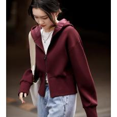 批发减龄利器舒适绵软空气感<b class='q'>卫衣</b>料拉链连帽<b class='q'>短款</b>外套秋新款