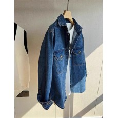 批发时尚男友风立体剪裁细腻足球扣复古棉宽松牛仔外套女士25<b class='q'>秋</b>装2639