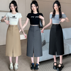 批发<b class='q'>实拍</b>修身西装半身裙女秋开叉设计感小众时尚中长款气质显瘦长裙子