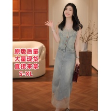 批发<b class='q'>巴洛克</b>韵25年春夏轻奢风欧若风设计师款高级拼接牛仔套装