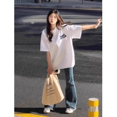 官图 21支纯棉210克100%棉美式复古白色短袖T恤女ins潮