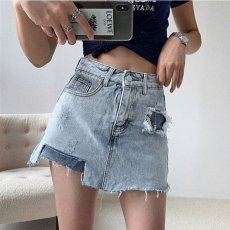 批发现货~<b class='q'>破洞</b>牛仔裙裤女夏季欧货裤裙防走光短裤时尚显瘦打底短裙