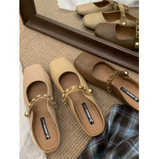 批发复古小香风配裙包头半拖鞋女春季外穿法式晚风气质平底玛丽珍单鞋