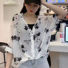 批发防晒衣雪纺<b class='q'>衬衫</b>女夏装新款设计感洋气短袖上衣V领+内搭背心