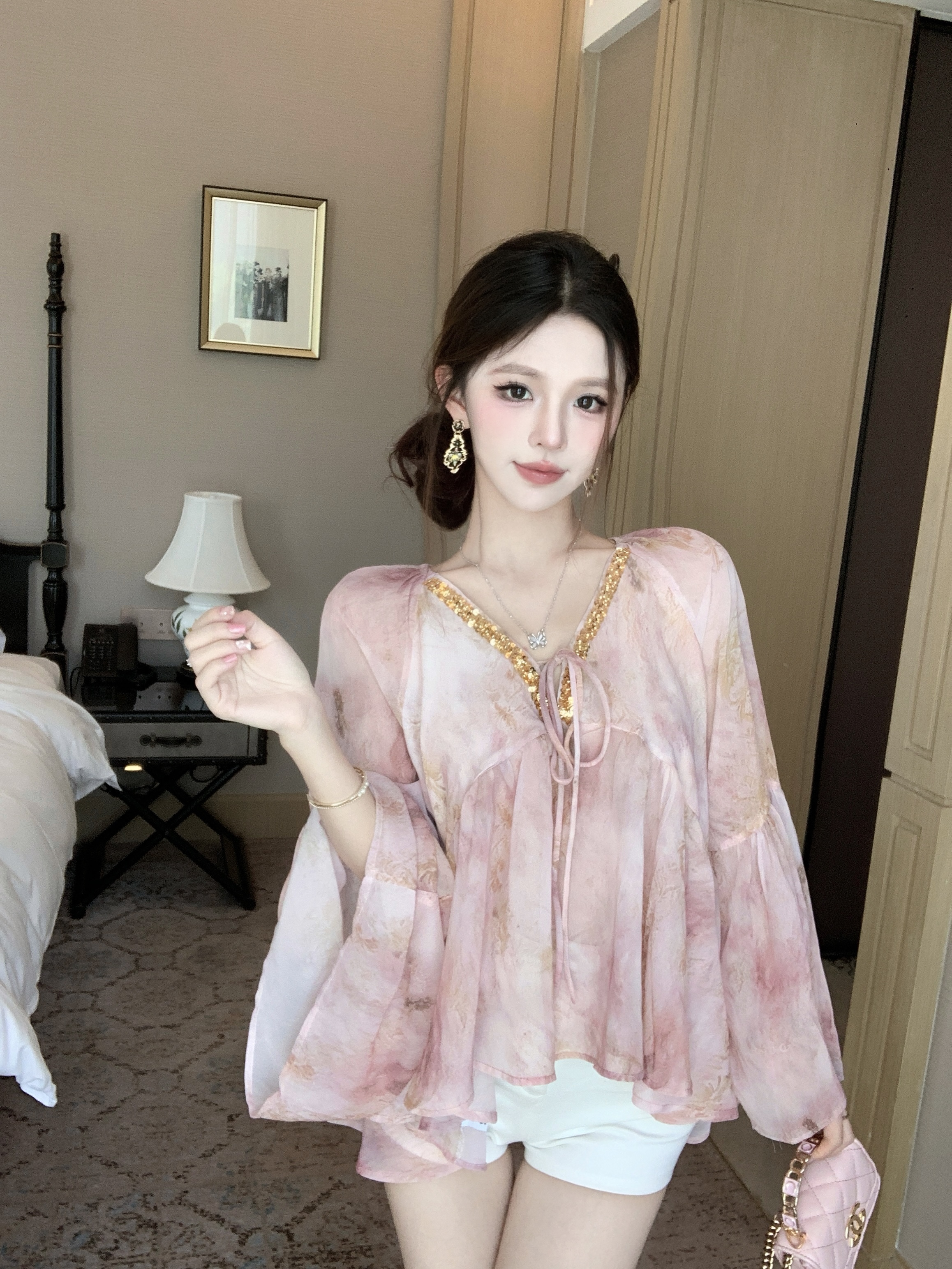 FA34789# 氛围感碎花防晒韩系上衣 服裝批發女裝批發服飾貨源