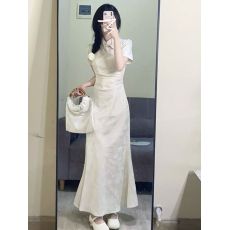 批发夏季气质新中式国风改良旗袍年轻长裙2026小个子修身鱼尾摆<b class='q'>连衣裙</b>