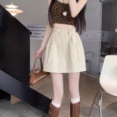 批发口袋工装短裙女夏薄2025新款<b class='q'>韩版</b>高腰显瘦包臀半身裙运动a字裙子