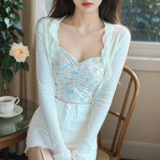 批发已出货 2026春夏新款荷叶边<b class='q'>蕾丝</b>防晒开衫小披肩