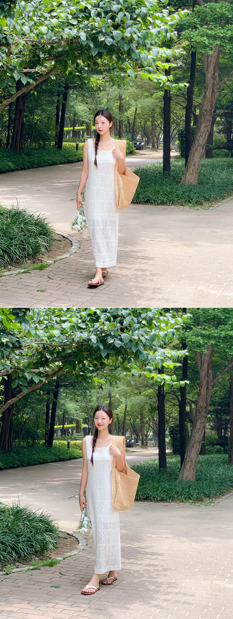 프렌치 레이스 방령 민소매 원피스 상세 이미지 9