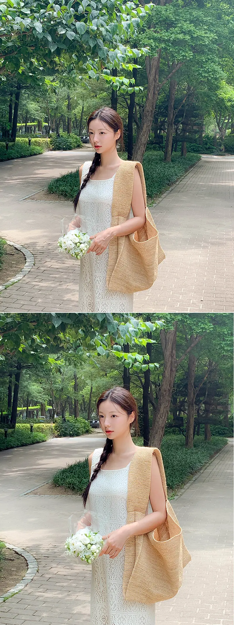 프렌치 레이스 방령 민소매 원피스 상세 이미지 11