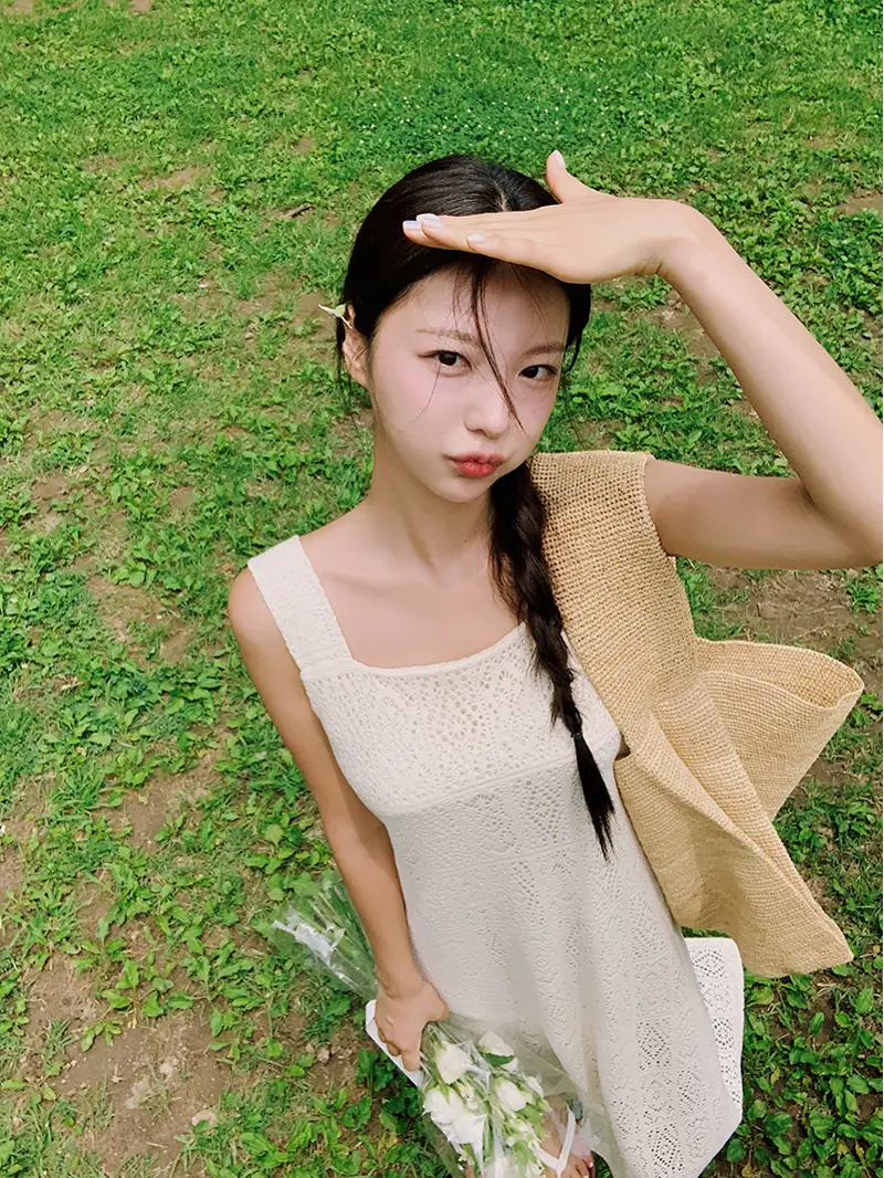 프렌치 레이스 방령 민소매 원피스 상세 이미지 14