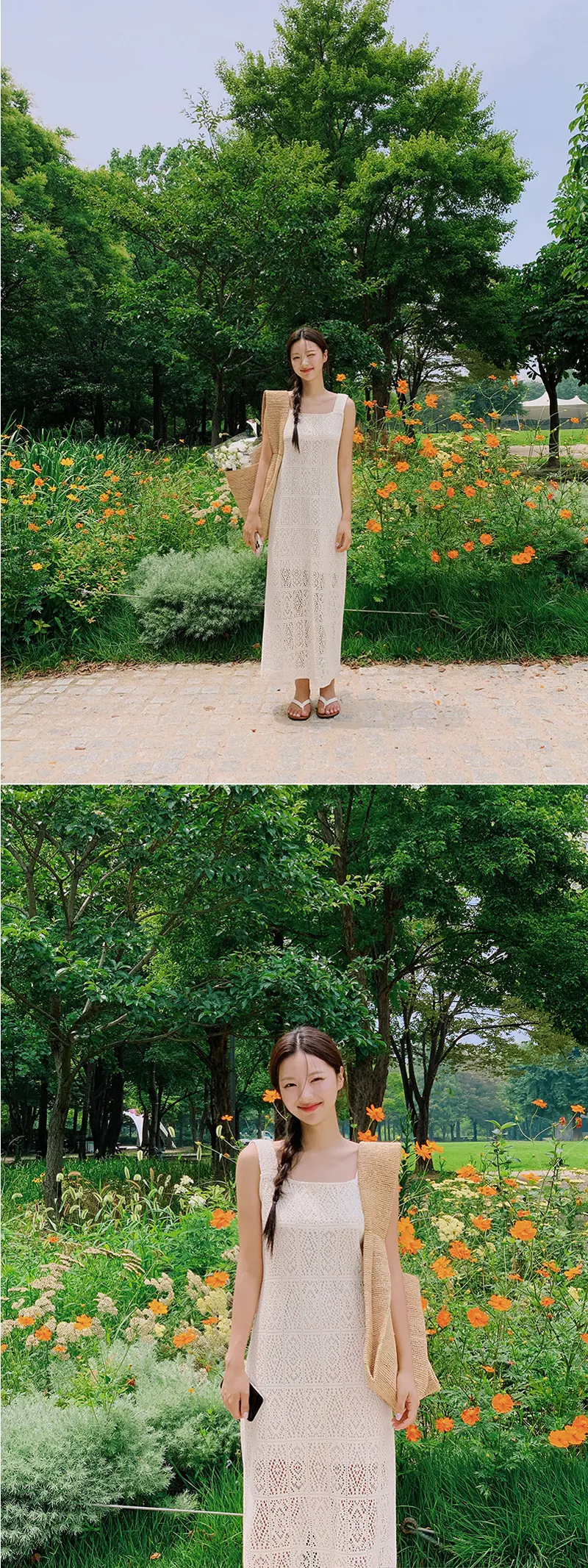 프렌치 레이스 방령 민소매 원피스 상세 이미지 17
