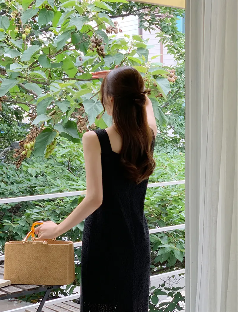 프렌치 레이스 방령 민소매 원피스 상세 이미지 19